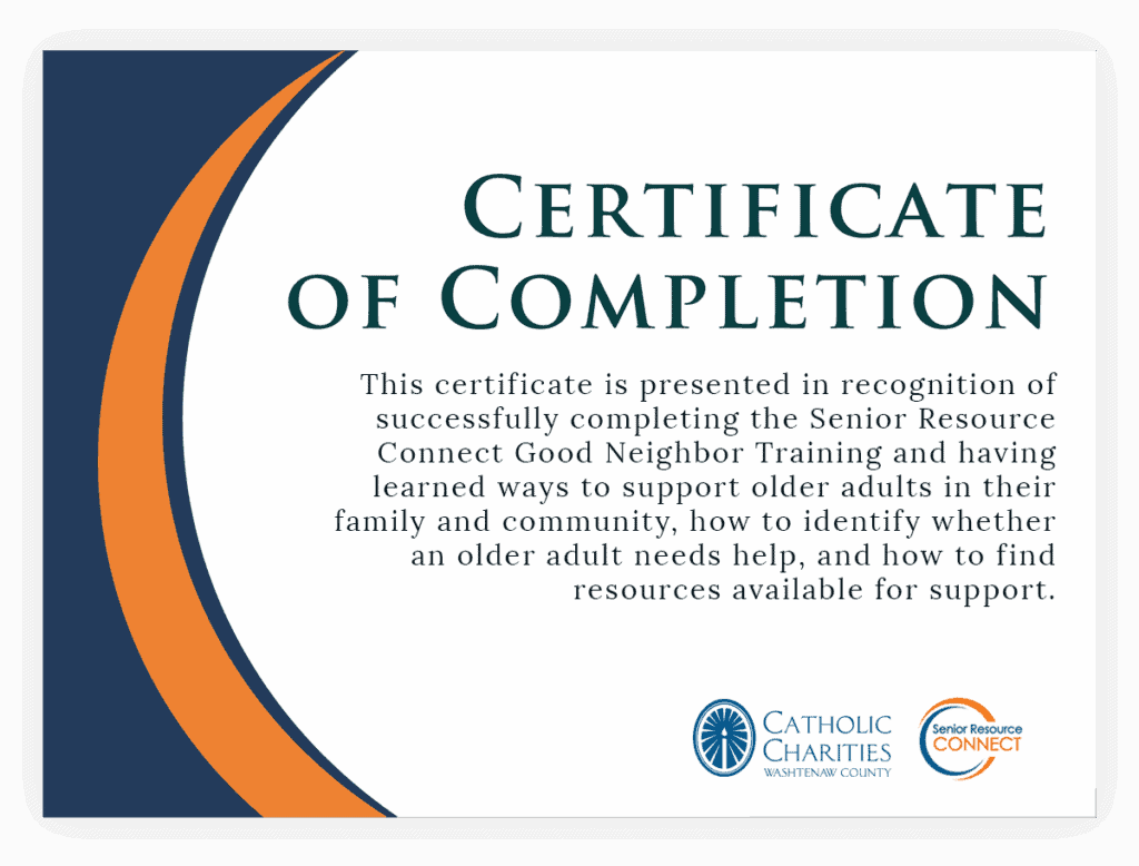 Senior Resource Connect - Good Neighbor Training Certificate