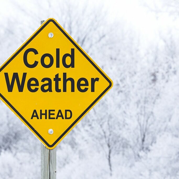 Cold Weather Ahead Road Warning Sign